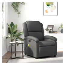 vidaXL Massagesessel Grau Leder 56,7 x 99,5 x 74,8 cm Grau mit Fernbedienung