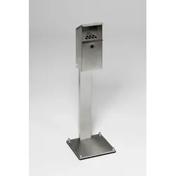 PROREGAL Großvolumiger Ascher mit Schutzdach | mit Standfuß | HxBxT 109x31x31cm | Edelstahl | Ascher Aschenbecher