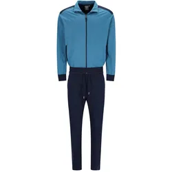 hajo Herren Hausanzug, lang - Soft Sweat, Zip-Jacke, Baumwoll-Mix Blau XL