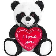 Brubaker Panda Plüschbär mit Herz Rot - I Love You - 25 cm - Pandabär Kuscheltier - Teddybär Plüschteddy Schmusetier - Stofftier Schwarz Weiß