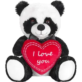 Brubaker Panda Plüschbär mit Herz Rot - I Love You - 25 cm - Pandabär Kuscheltier - Teddybär Plüschteddy Schmusetier - Stofftier Schwarz Weiß