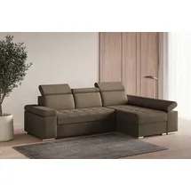 e-meubles Ecksofa mit Schlaffunktion, verstellbaren Kopfstützen - Bettkasten – Modernes Schlafsofa mit Stauraum - Ecksofa Luka Braun (twist 06), Rechts)