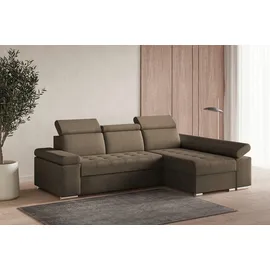 e-meubles Ecksofa mit Schlaffunktion, verstellbaren Kopfstützen - Bettkasten – Modernes Schlafsofa mit Stauraum - Ecksofa Luka Braun (twist 06), Rechts)