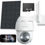 COOAU 2K Solar Überwachungskamera Außen Akku mit PTZ, IP Kamera Wlan Outdoor mit Farbnachtsicht , PIR Bewegungsmelder, 2-Wege-Audio, Arbeit mit A...