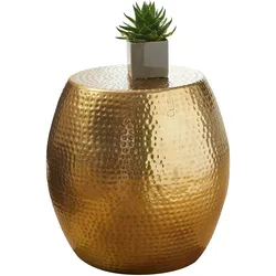 Kadima Design Beistelltisch `Enns`: Orientalisch, Hammerschlag-Struktur, Aluminium. Gold, 42x42x42 cm