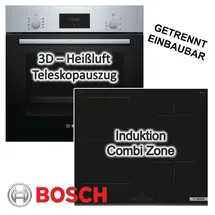 Bosch Herdset Backofen Kindersicherung + Induktionskochfeld Booster autark 60cm