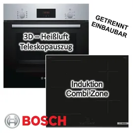 Bosch Herdset Backofen Kindersicherung + Induktionskochfeld Booster autark 60cm