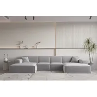 Fun Möbel Wohnlandschaft U-Form CELES PREMIUM XS in Stoff Opera Velvet Hellgrau - Grau