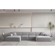 Fun Möbel Wohnlandschaft U-Form CELES PREMIUM XS in Stoff Opera Velvet Hellgrau - Grau