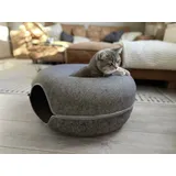 Aumüller Donut Katzenhöhle dunkelgrau Filz mit Reißverschluss 60 x 60 x 30 cm