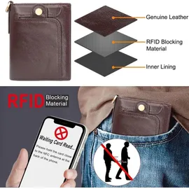 pundarika Herren Geldbörse RFID Schutz echtem Leder mit Kette schwarz