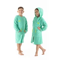 KangaROOS Kinderbademantel KANGAROOS "Kira, Ideal für Zuhause, Schwimmbad oder im Urlaub" Gr. 104, seegrün, 104, Leichtfrottier, Hausmäntel, modernen, sportliches Design, leuchtenden Akzenten