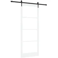 vidaXL Schiebetür Weiß 93 x 232 cm Massivholz Kiefer und Glas 3332348