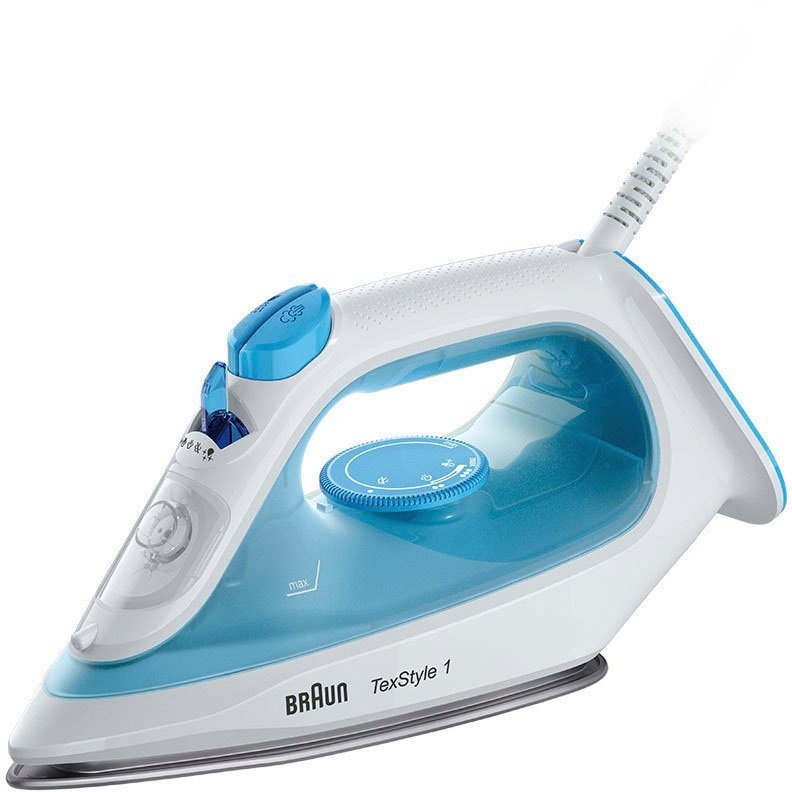 Produktbild Braun Dampfbügeleisen TexStyle 1 SI 1050 BL, 2000 W, mit SuperCeramic Bügelsohle, 2000 Watt, Blau blau