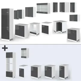 Vicco Winkelküche R-Line L-Form 287 x 227 cm anthrazit hochglänzend/weiß matt