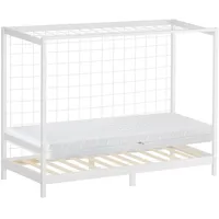 ML-Design Kinderbett Fußballtor 90x200 cm mit Matratze H:16cm Weiß