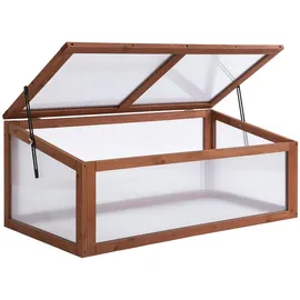 Outsunny Frühbeet Holz, Mini Gewächshaus 100 x 65B x 40H cm-Braun