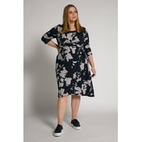 Ulla Popken Damen große Größen Übergrößen Plus Size Bellieva-Umstandskleid, Stillfunktion, 3/4-Arm, GOTS Marine 54+ 800084130-54+