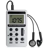 Mini Tragbares Stereo-radio Wiederaufladbarer Digitaler Empfänger Dsp Am Fm 2-band Mit Kopfhörer (weiß)