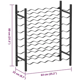 vidaXL Weinregal für 48 Flaschen Schwarz Metall