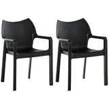 CLP Diva Gartenstuhl 57 x 53 x 84 cm schwarz 2 Stück