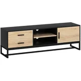 Homcom TV Lowboard 140x35x45 cm Schwarz Stahl/Spanplatte/Holzwerkstoff