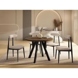 WFL GROUP Runder Ausziehtisch 90 x 76 x 190 cm dunkelbraun