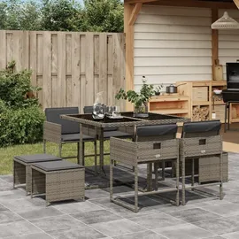vidaXL Garten-Essgruppe 9-tlg. Grau