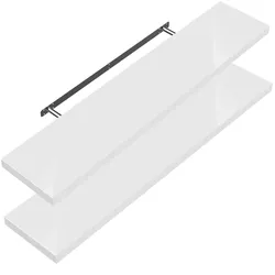 Casaria 2x Wandregal Hochglanz Weiß mit Halterung 110cm Schwebend