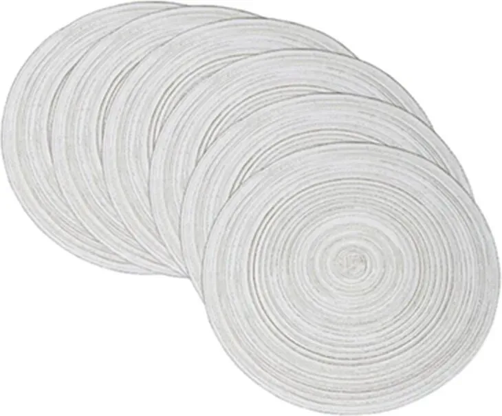 Polyester-Tischsets Meterware, Kaffeefarbe, gewebte runde 38cm Tischsets, 6 Stück, hitzebeständig, rutschfest, geflochtene Baumwoll-Tischsets, große waschbare Platzsets für Küchen- und Esstische