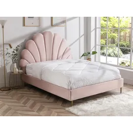 vente-unique Bett mit Kopfteil in Muschelform - 160 x 200 cm - Samt- Rosa - livaya