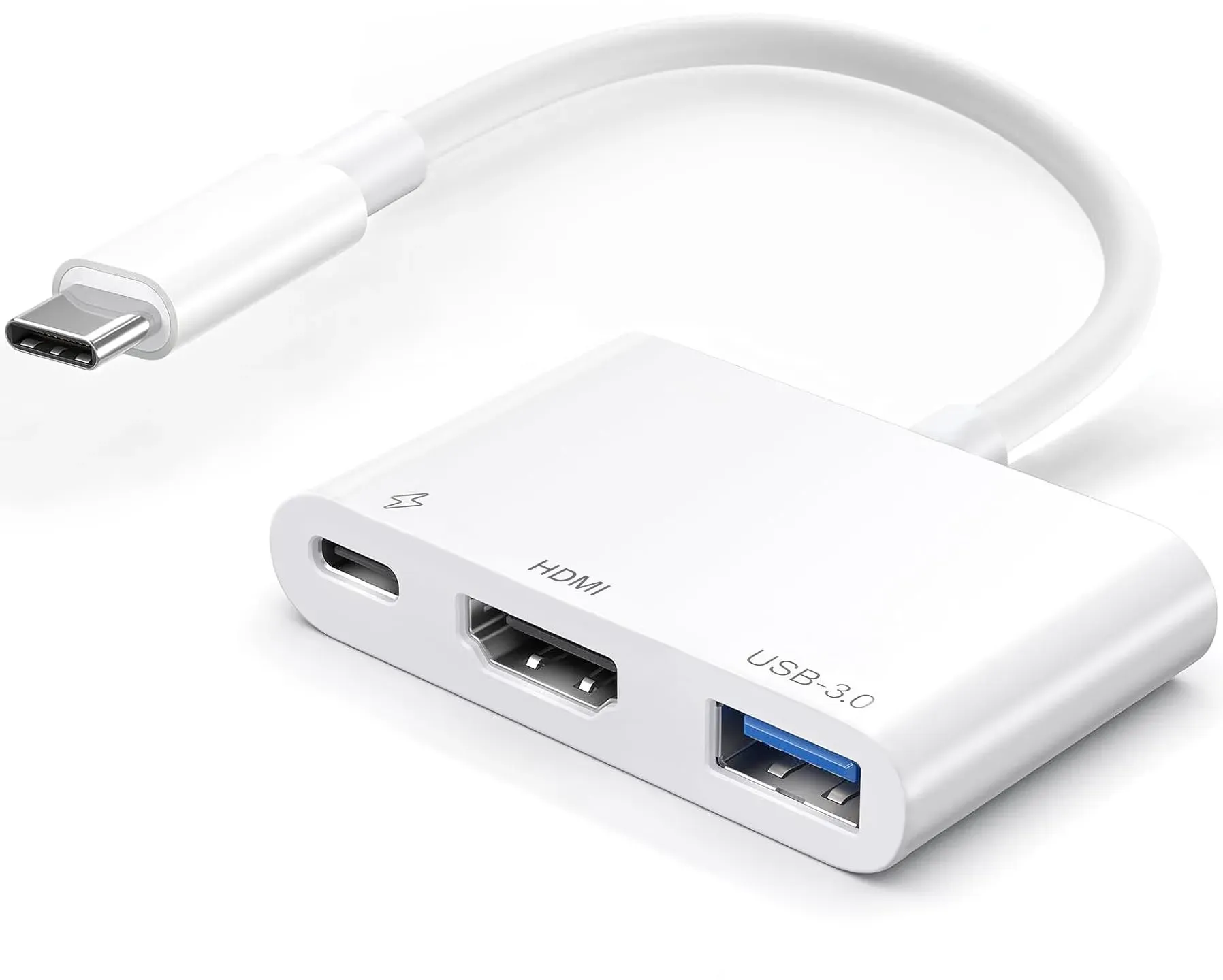 USB-C auf HDMI-Multiport-Adapter mit HDMI 4K @ 60Hz Ausgang, USB 3.0-Anschluss und USB-C-Ladeanschluss, Typ-C auf digitalem AV-Hub für Apple iPhone 15, MacBook Pro/Air, iPad Pro, iMac, Galaxy S22 mehr