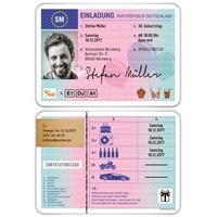 Geburtstag Einladungskarten (30 Stück) - Führerschein - Fahrerlaubnis Fahrzeug Ausweis