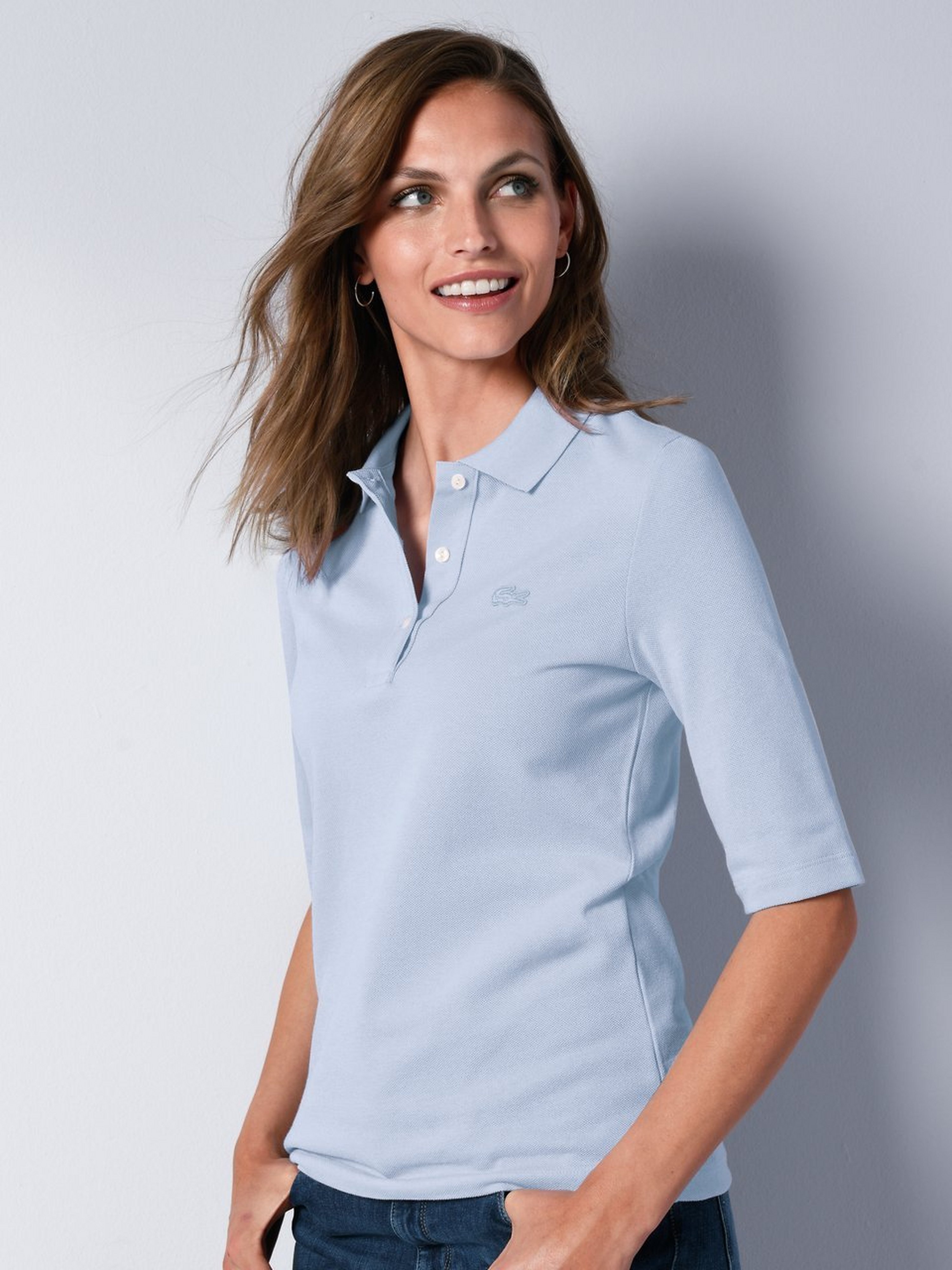 Polo-Shirt langem 1/2-Arm Lacoste blau