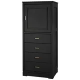 Casamia Highboard Highboard Casaventi 1-türig 4 Schubladen Pinie Massivholz schwarz