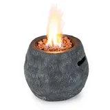 Blumfeldt Andros Gas-Feuerstelle, Feuerschale, Heizstrahler & Feuerstellen 40.000BTU/13kW Feuerstelle mit, Edelstahlbrenner, Heizstrahler Gas,grau-weiß