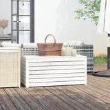 prissent Gartenbox Weiß 101x50,5x46,5 cm Massivholz Kiefer Gartenbox Holz Gartenbox Groß Storage Boxes Sitztruhe mit Stauraum Sitzbank Outdoor Deckboxen mit Stauraum Auflagenbox Holz Sitztruhe Holz