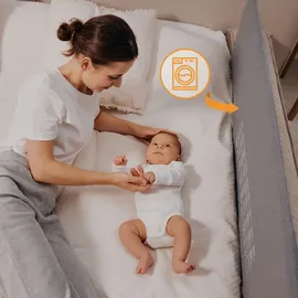 lionelo Lora XL Tragbares Bettschutzgitter für Kinder, Neigungsverstellung bis 180°, klappbares Schutzgitter für Bett, 45 cm – 150 cm, StandSafe-Sicherung, Schutz gegen Herausfallen