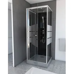 Komplettdusche MARWELL "Dusy", schwarz (silberfarben), B:70cm H:225cm T:70cm, Duschkabinen, inkl. Armaturen