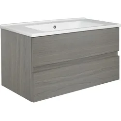 Waschtischunterschrank Egan mit Waschtisch aus Keramik (Ausführung: Farbe asteiche)