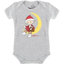 LOGOSHIRT Body "Unser Sandmännchen - Mond", Mädchen, Gr. 62/68, EURO-Größen, grau (grau, meliert), 93% Baumwolle, 7% Elasthan, bedruckt, meliert, kurz, Bodys Body, mit lizenziertem Print