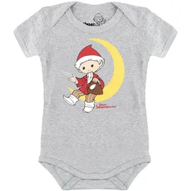 LOGOSHIRT Body "Unser Sandmännchen - Mond", Mädchen, Gr. 62/68, EURO-Größen, grau (grau, meliert), 93% Baumwolle, 7% Elasthan, bedruckt, meliert, kurz, Bodys Body, mit lizenziertem Print