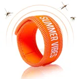 PARAKITO - Wiederverwendbares Mückenschutzarmband - 2 ätherische Ölplättchen - 1 Monat Schutz - Ohne DEET - Größe Erwachsene - Summer Vibes Orange