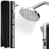 Mantigositeen Solardusche 60 Liter in Silber - Solar Gartendusche mit 3.5 Bar Wasserdruck - Inklusive Handbrause, 360° Duschkopf und Schutzhaube