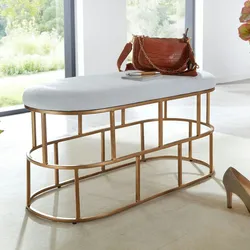 Kadima Design Samt-Sitzbank in Weiß & Gold, modernes Design, handgefertigtes Unikat. 90x38x46 cm