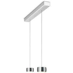 Oligo Grace LED Pendelleuchte mit unsichtbarer Höhenverstellung 2-flammig aluminium gebürstet | aluminium gebürstet