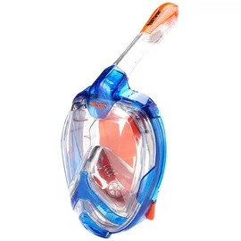 Seac Magica, Schnorchelmaske Vollgesichtsmaske Anti-Beschlag System mit einem weichen Maskenkörper, Dry Top Schnorchel mit Auslassventil, blau/orange, S/M