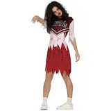 FIESTAS GUIRCA Zombie Cheerleader Kostüm – Blutige Rote Cheerleader Uniform – Halloween Kostüm Erwachsene Damen Größe 40-42 L