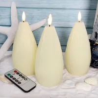 Silverstro Unregelmäßige LED Flammenlose Kerzen mit Fernbedienung & Timer-Funktion, 3er-Pack Spitzkerzen, Elfenbein