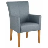 Armlehnstuhl HOME AFFAIRE "King", blau (petrol, eiche natur), B:60cm H:92cm T:65cm, Polyester, Stühle, Armlehnstuhl, Esszimmerstuhl mit bequemer Polsterung, Esszimmersessel mit Armlehnen